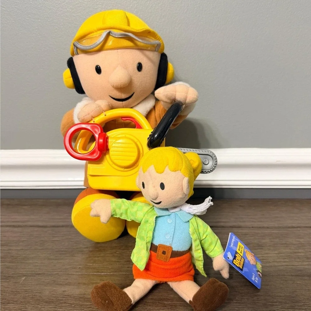 Vintage Playskool Bob the Builder Bob & Wendy Plush Toy Tested and Working